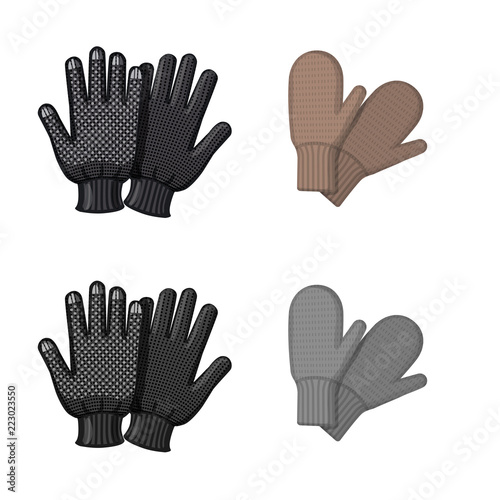 Vector illustration of glove and winter logo. Collection of glove and equipment stock vector illustration.