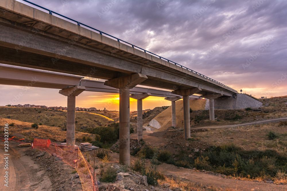 Construction of a bridge in the extension of the ring road of Segovia in Spain