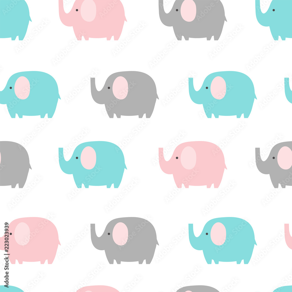 Seamless pattern with elephant on white background. Vector illustration Seamless pattern with elephant on white background. Vector illustration