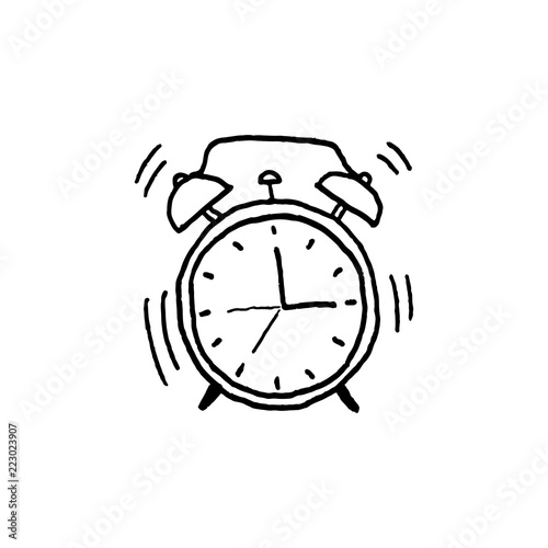 Vector illustration of hand drawn alarm clock.