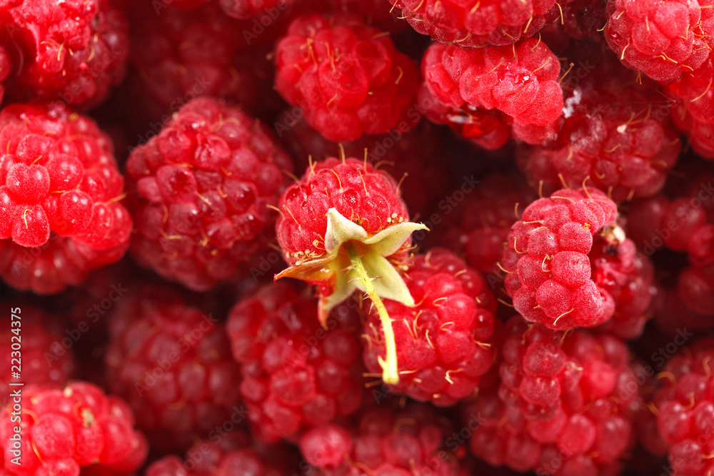 fresh red ripe raspberry closeup background top view fresh red ripe raspberry closeup background top view