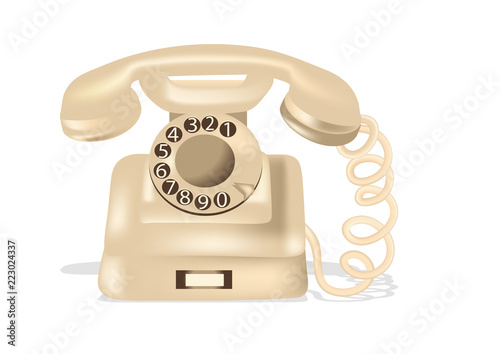 rotary dial telephone on white