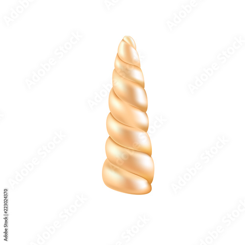 Unicorn horn, candle, 3d realistic design element. Vector