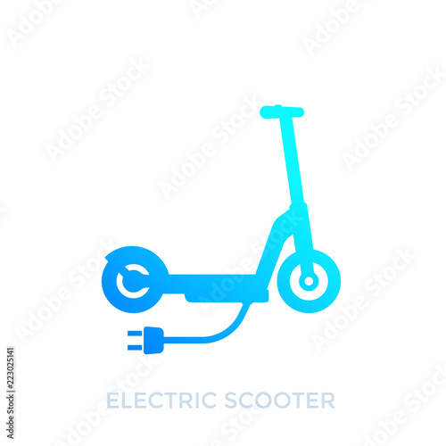 kick scooter, electric transport, vector icon