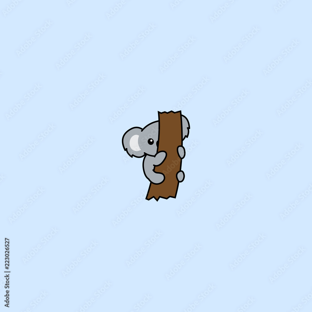 Fotografie Shy koala cartoon icon, vector illustration