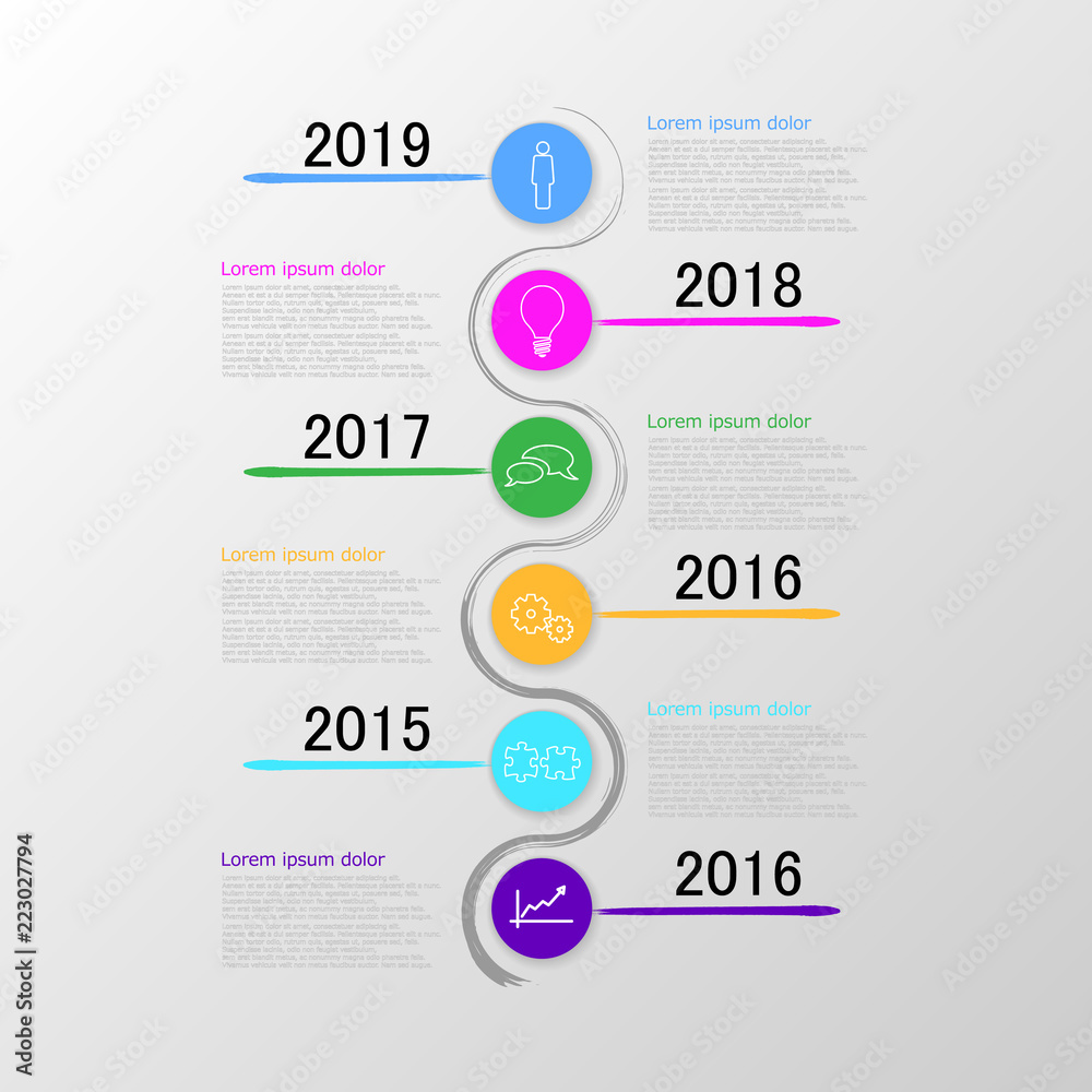 Vector brush style timeline illustration for company business Vector brush style timeline illustration for company business