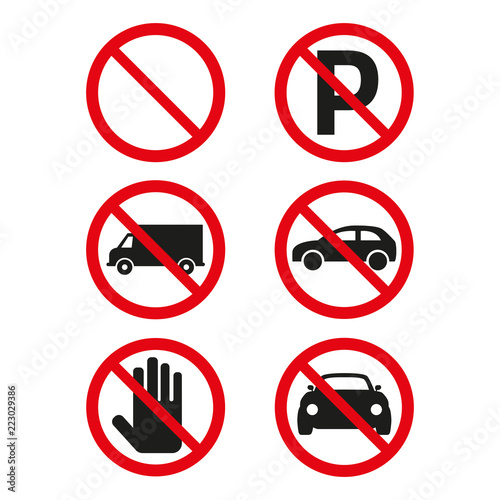 No cars and no parking sign on white background.