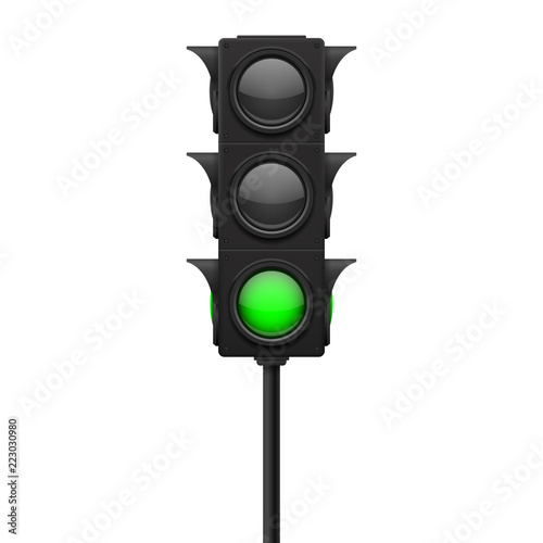 Traffic lights. Green lamp ON - traffic allowed