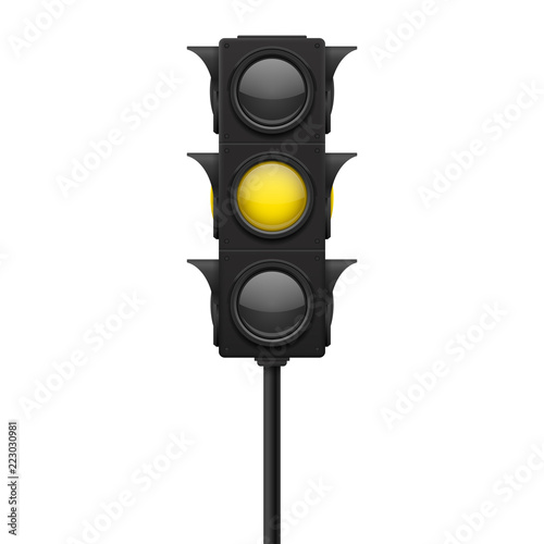 Traffic lights. Yellow lamp ON - warning sign