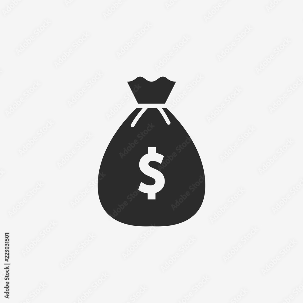 Money bag icon. Isolated on white. Vector Money bag icon. Isolated on white. Vector