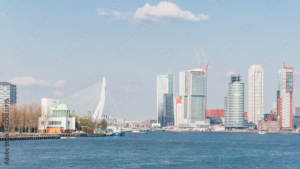 The Erasme bridge, cable-stayed bridge in the center of Rotterdam