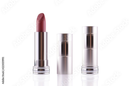 Realistic lipstick cosmetic mockup set. Vector 3d pink red purple color pomade tube. Beauty fashion women accessory. Sexy elegant glamour face makeup cosmetics. Girl lip kiss product, isolated.