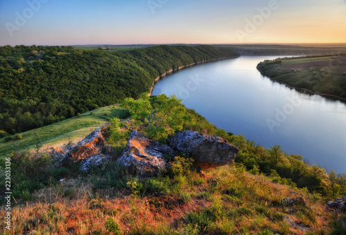 sunset over the Dniester River © sergnester