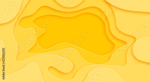 Shades of yellow background are cut from paper. Place for advertisement of the announcement. abstract art of carving. illustration