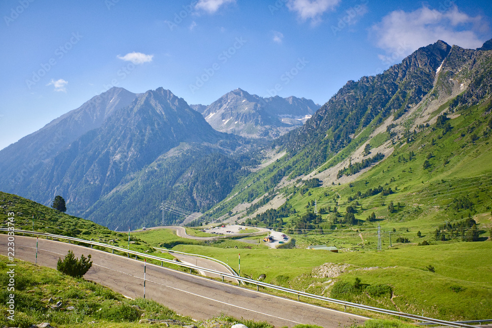 Road in the mountains of the Pyrenees