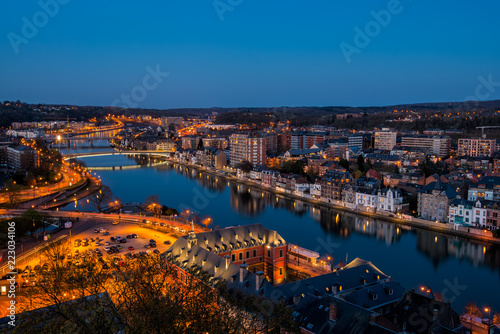 Night view on the city of Namur, Belgium