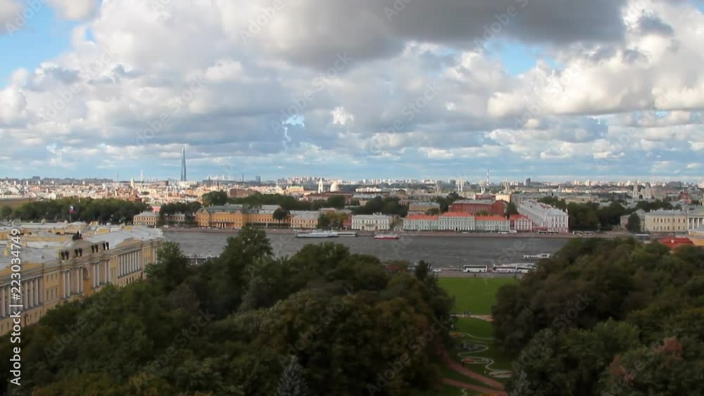 Top view on city and river. St. Petersburg, Russia Top view on city and river. St. Petersburg, Russia
