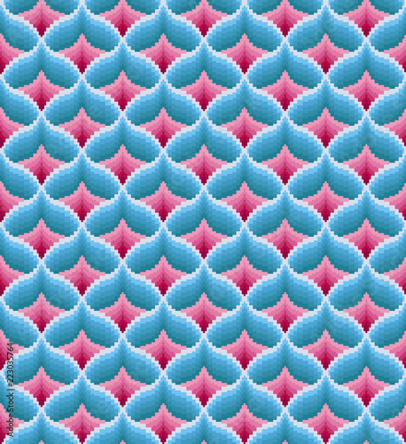 Seamless bargello pattern. Imitation of needlepoint embroidery. Diamond motifs. Swath is included.