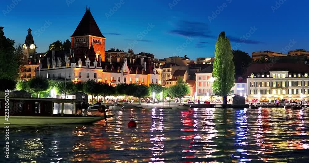 Night view of Lausanne, Switzerland