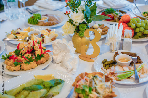 Luxurious banquet table, with different snacks