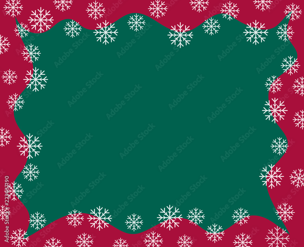 vector christmas border red waved frame covered by snow flakes o