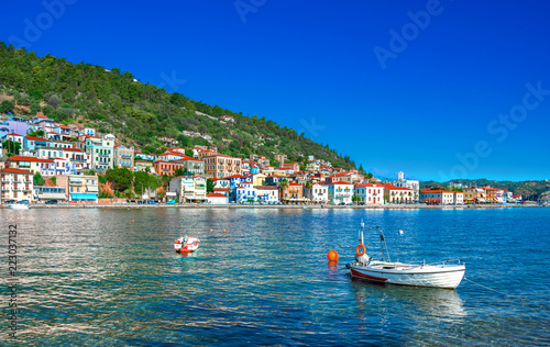 View of the picturesque coastal town of Gythio, Peloponnese, Greece.