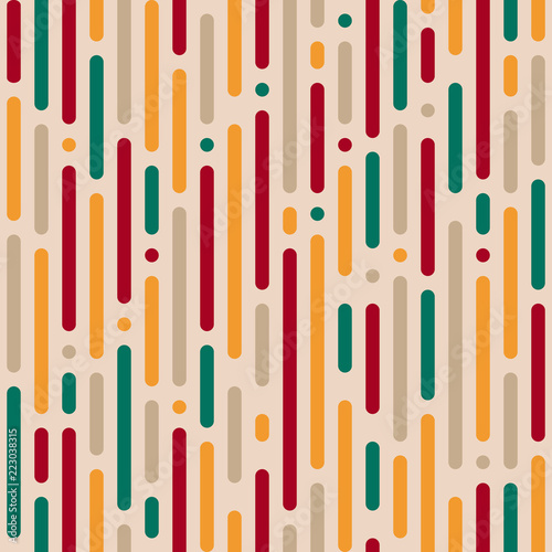 Simple seamless abstract pattern of rounded vertical lines of different colors.