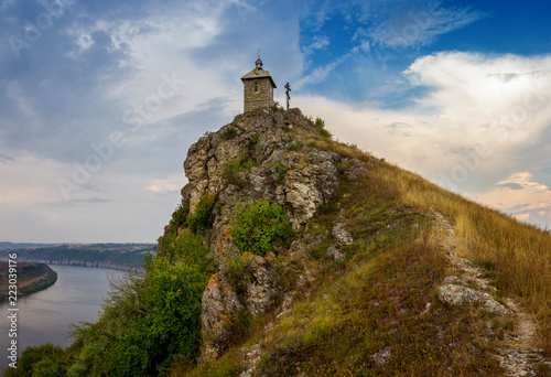 Scenic panorama view from the hill to the reservoir on the Dniester river, Ukraine. © Sergii