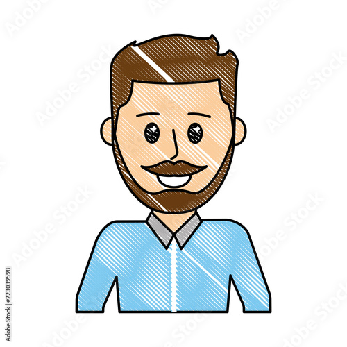 grated nice man with mustache design and hairstyle