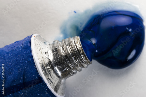Blue watercolor tube