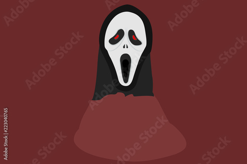 Calavera de la muerte con capucha negra.