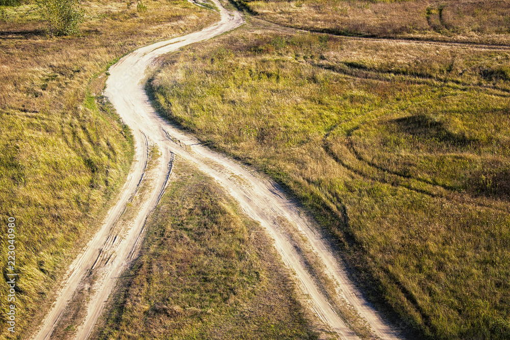 The intersection of the paths, top view.