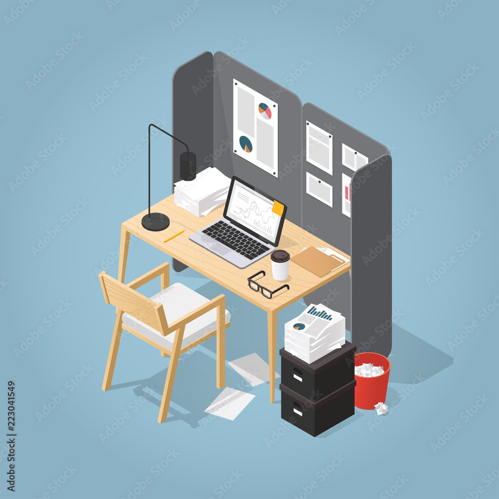 Isometric Office Workplace Illustration Isometric Office Workplace Illustration