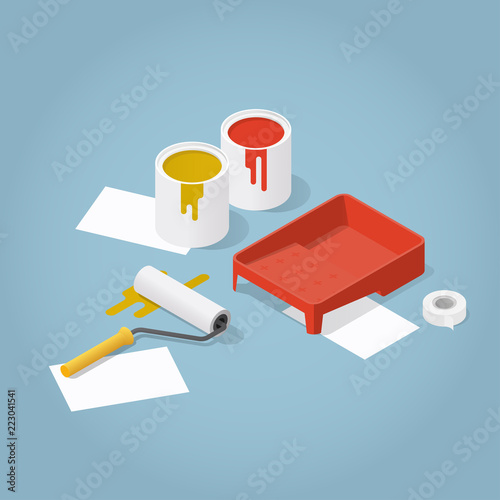 Isometric Room Renovation Illustration