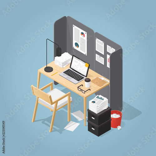 Isometric Office Workplace Illustration