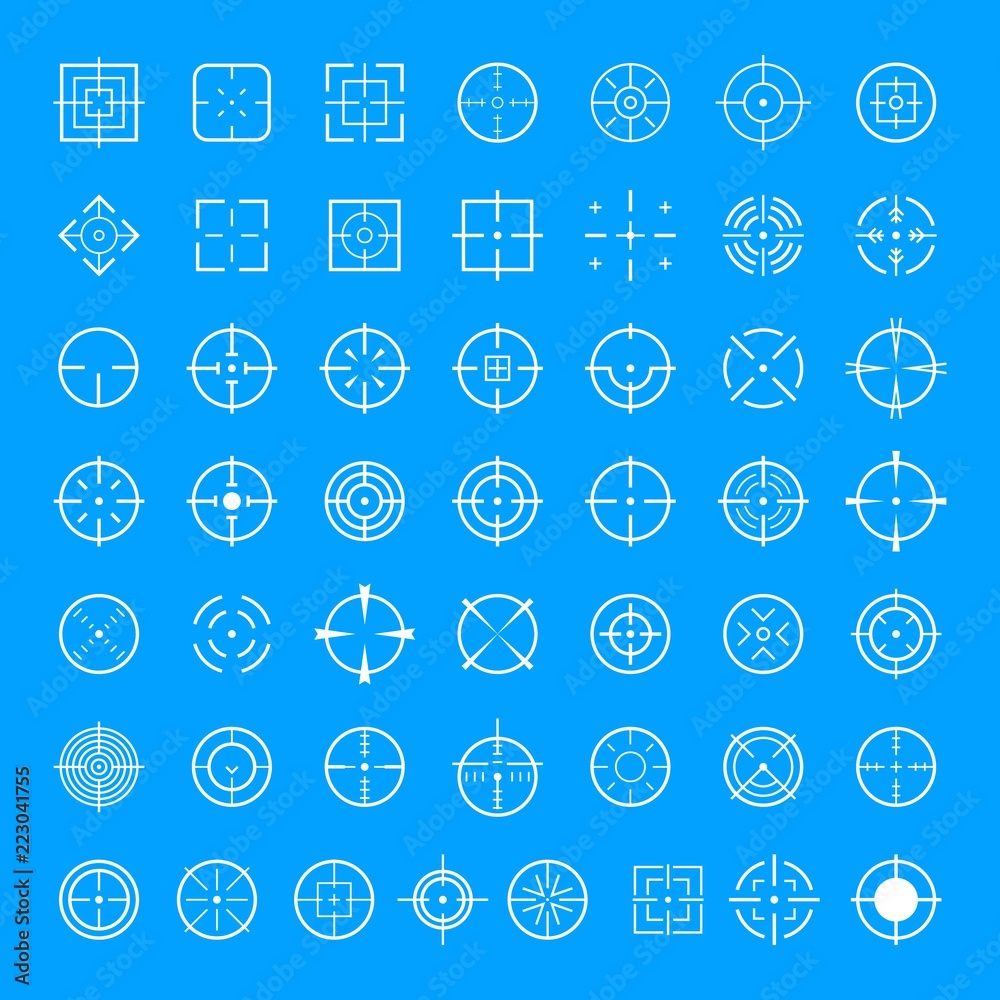 Obraz premium Aim target icons set. Simple illustration of 50 aim target vector icons for web