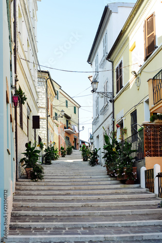 Fototapeta Naklejka Na Ścianę i Meble -  La costarella street in Numana City - Italy