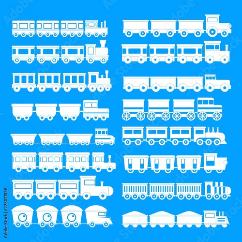 Train toy children icons set. Simple illustration of 16 train toy children vector icons for web © anatolir