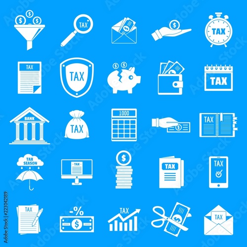 Taxes icons set. Simple illustration of 25 taxes vector icons for web