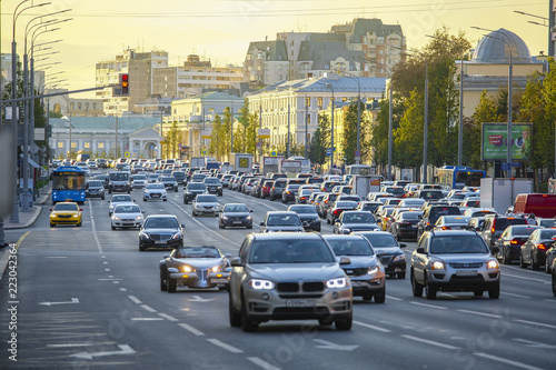 Moscow, Russia - September, 15, 2018: traffic on Moscow street