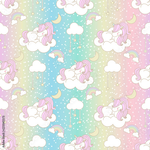 Cute unicorn seamless pattern