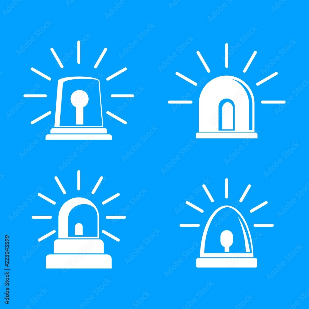 Flasher siren icons set. Simple illustration of 4 flasher siren icons for web Flasher siren icons set. Simple illustration of 4 flasher siren icons for web