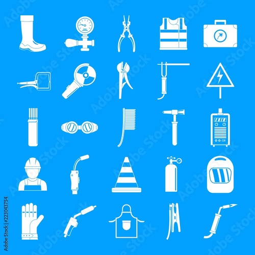 Welder equipment icons set. Simple illustration of 25 welder equipment cargo vector icons for web