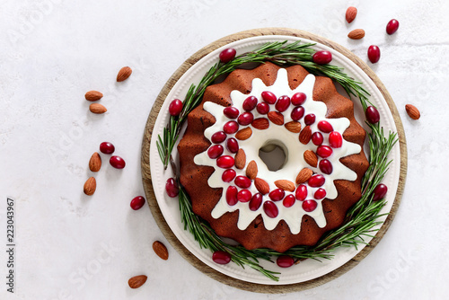 Christmas pound cake with cranberries