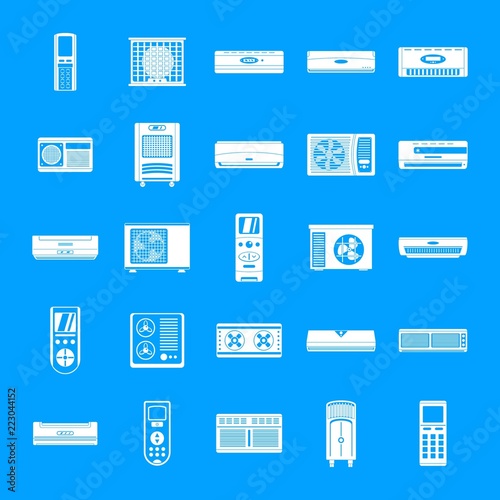 Conditioner air filter vent remote icons set. Simple illustration of 25 conditioner air filter vent remote vector icons for web