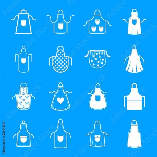 Apron cooking chef icons set. Simple illustration of 16 apron cooking chef vector icons isolated on white background