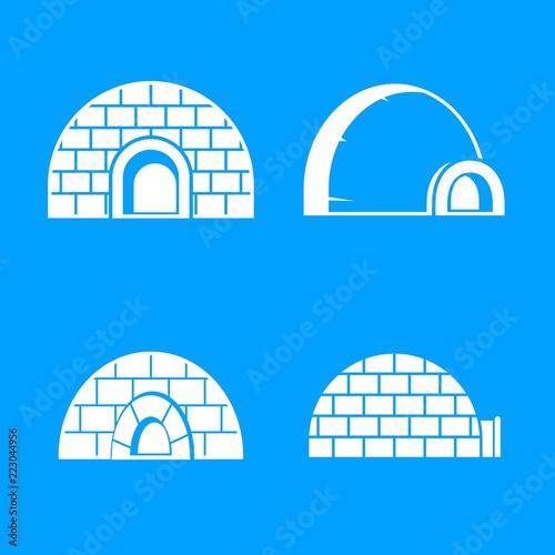 Frozen igloo icon set. Simple set of frozen igloo vector icons for web design isolated on white background
