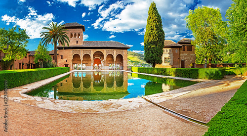 View of palace Torre de Las Damas in Alhambra.