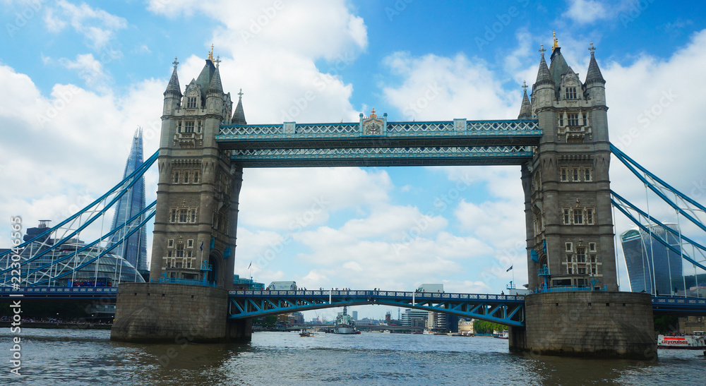 View of the Tower Bridge from the River Thames, London