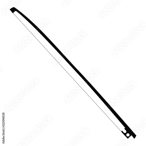 A black and white silhouette of a bow